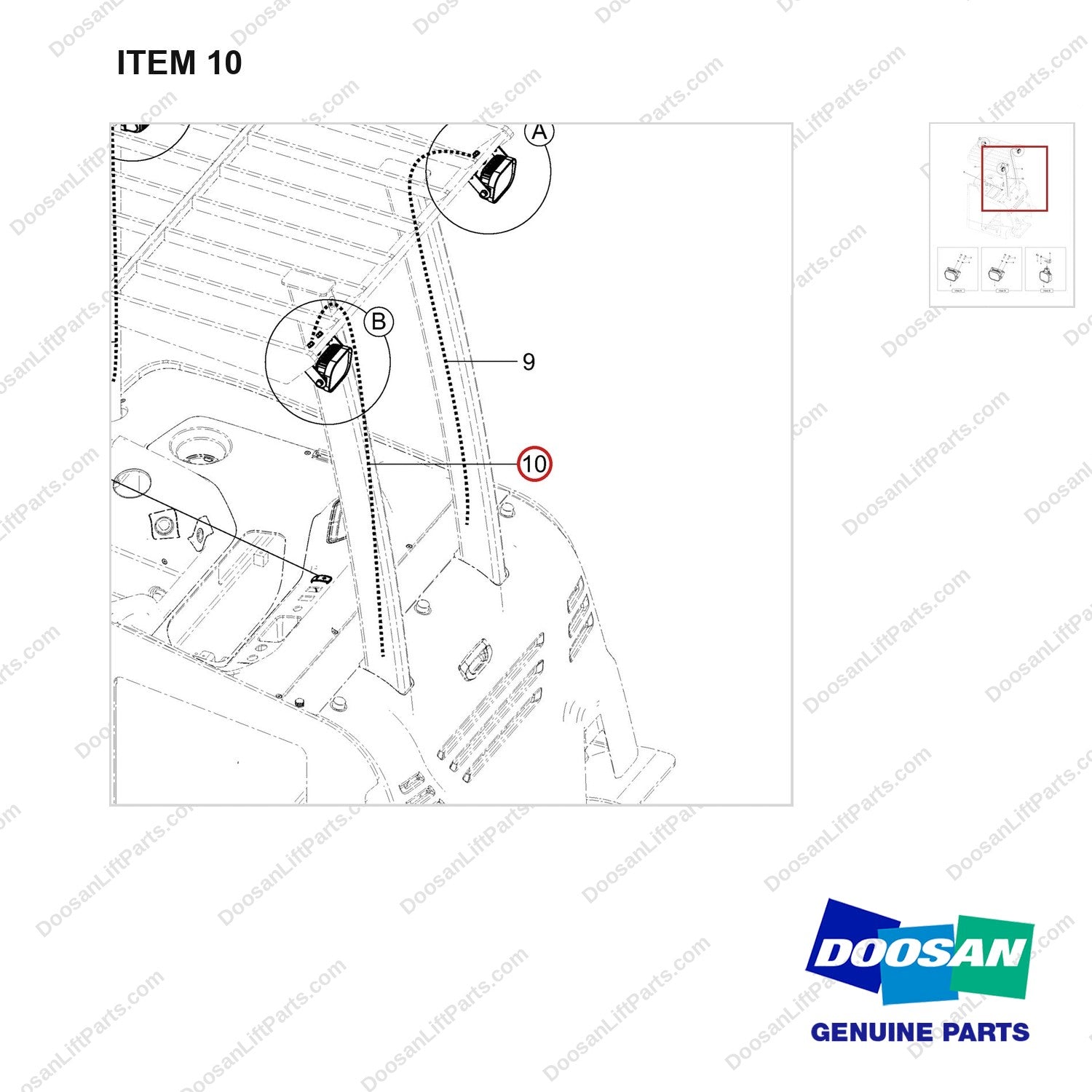 310207-08032 LIGHT GP;WORKING;FRT&REAR LED - parts diagram, item 10 shown - genuine Doosan / Bobcat forklift part