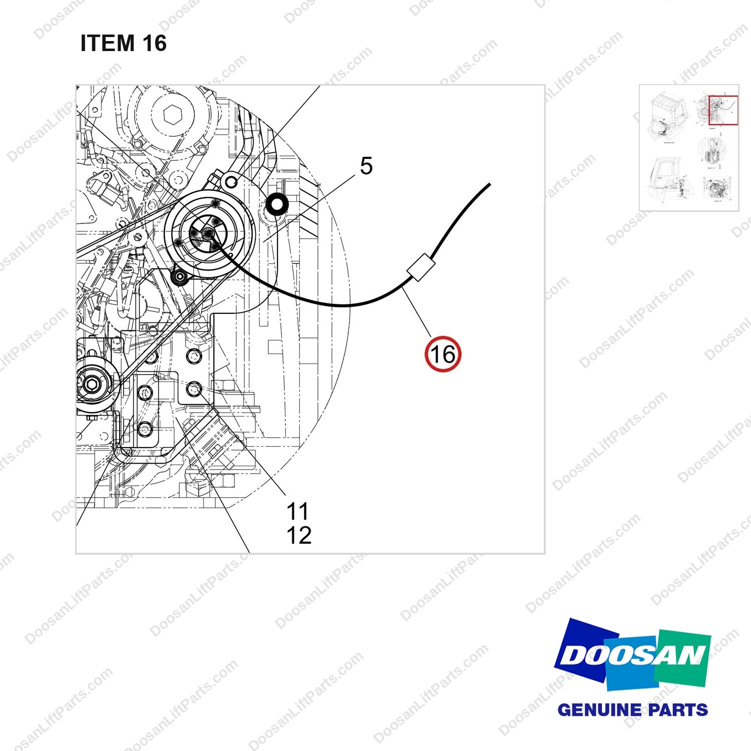 310207-08997 AIRCON GP;KUBOTA - parts diagram, item 16 shown - genuine Doosan / Bobcat forklift part