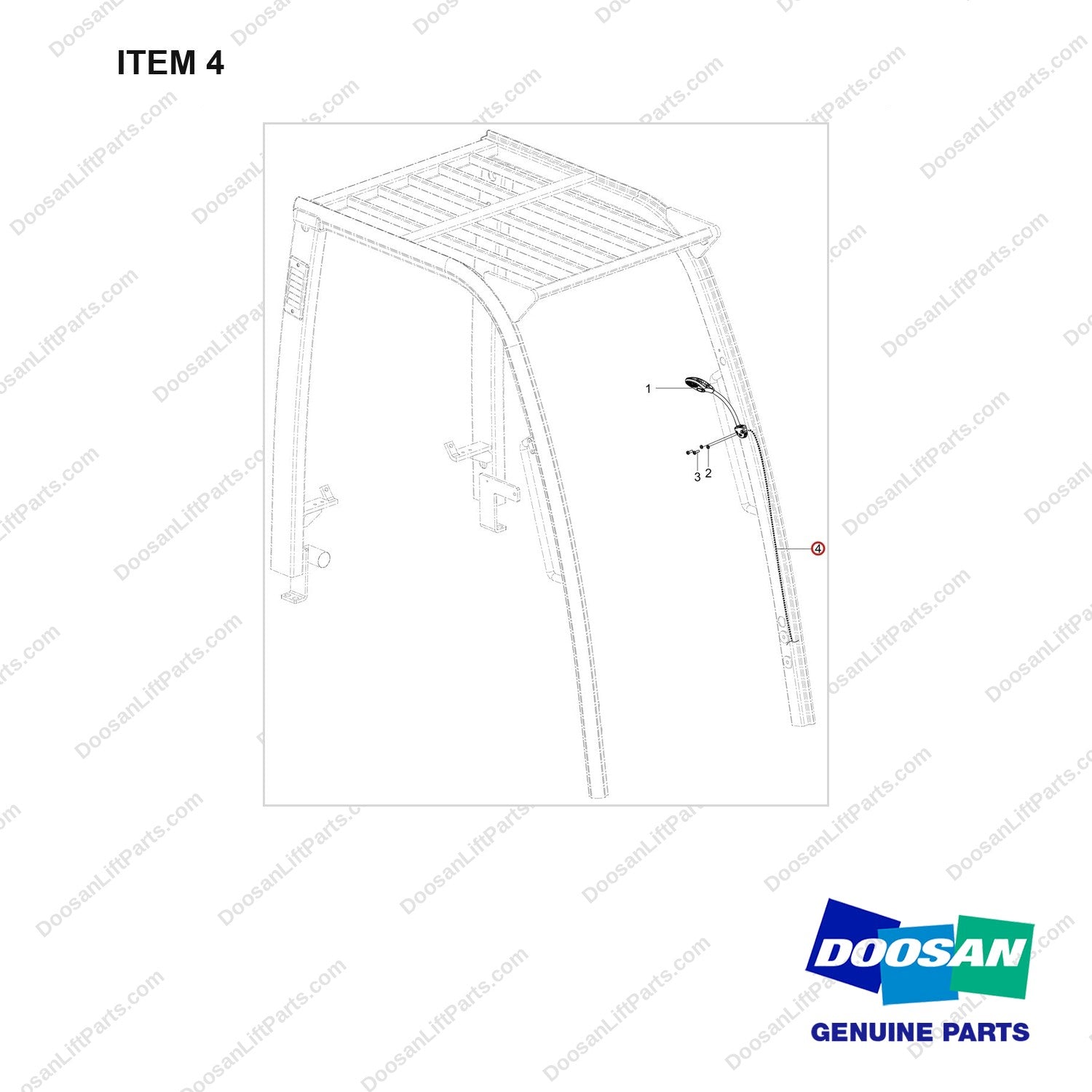 310207-09104 OPTION-ROOM LIGHT LH - full parts diagram, item 4 marked - genuine Doosan / Bobcat forklift part