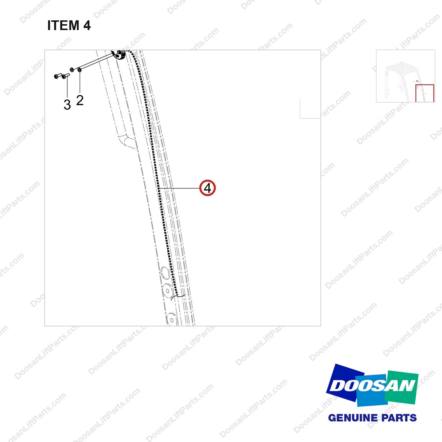 310207-09104 OPTION-ROOM LIGHT LH - parts diagram, item 4 shown - genuine Doosan / Bobcat forklift part