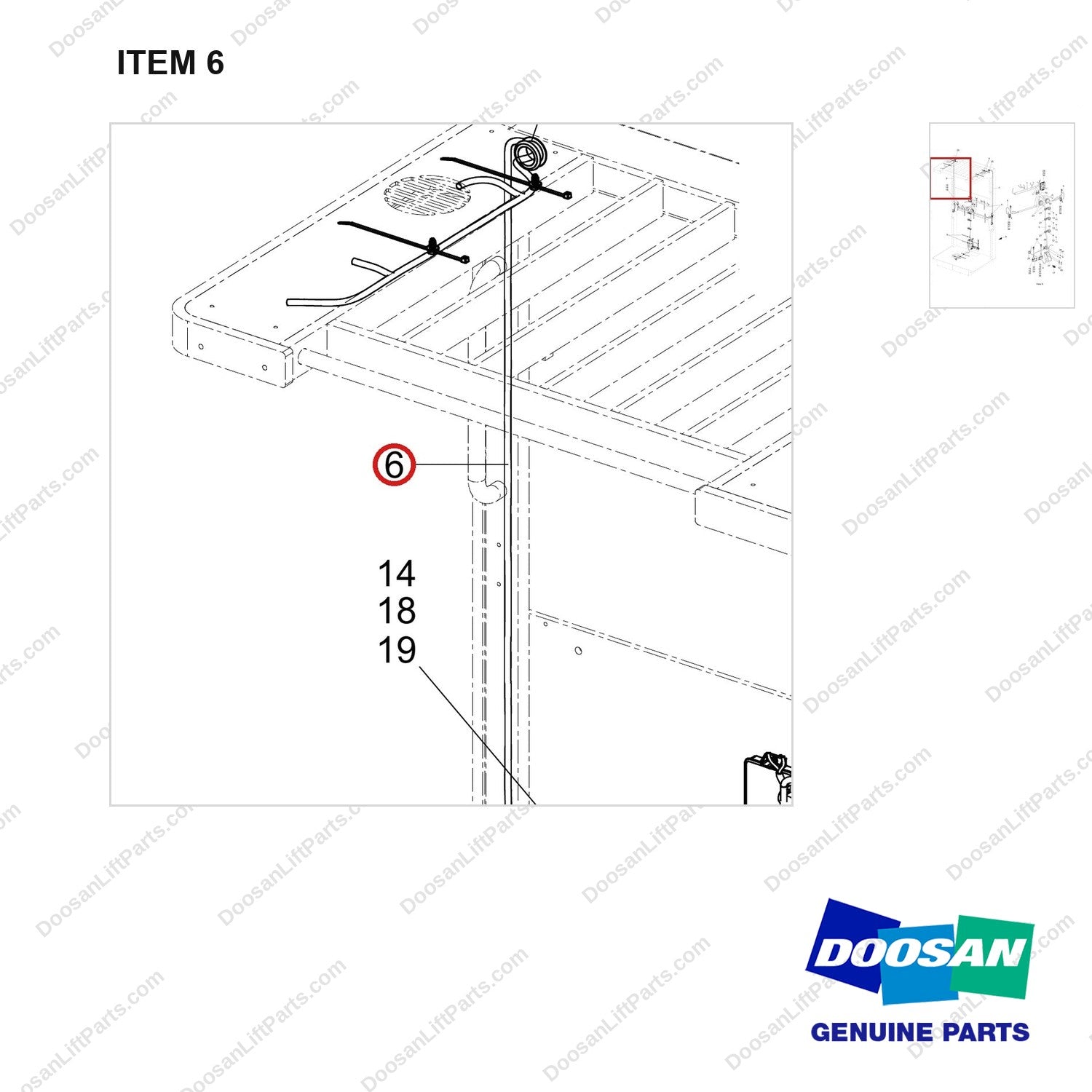 310207-09128 WIRING;ELECTRIC PARTS - parts diagram, item 6 shown - genuine Doosan / Bobcat forklift part