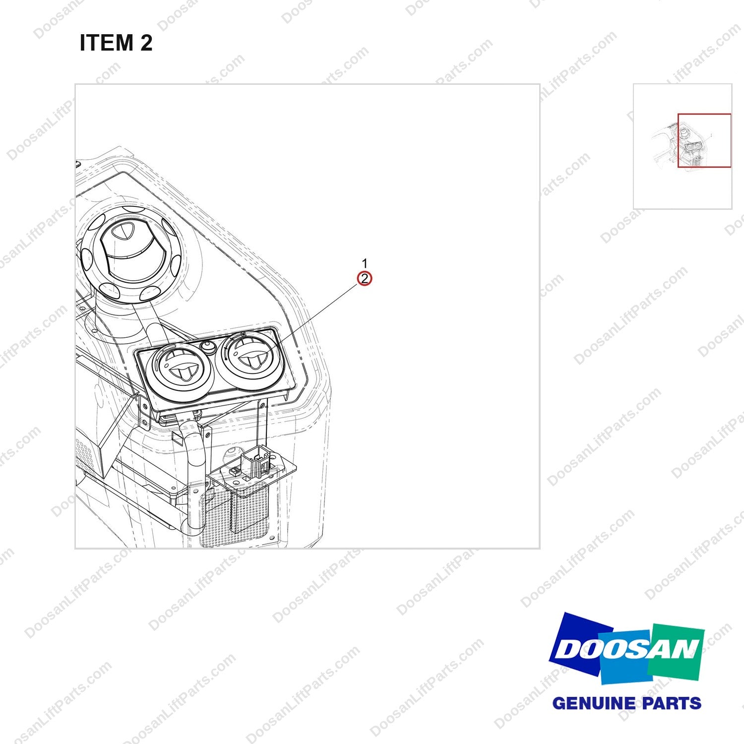 310207-10894 HEATER SYSTEM - parts diagram, item 2 shown - genuine Doosan / Bobcat forklift part
