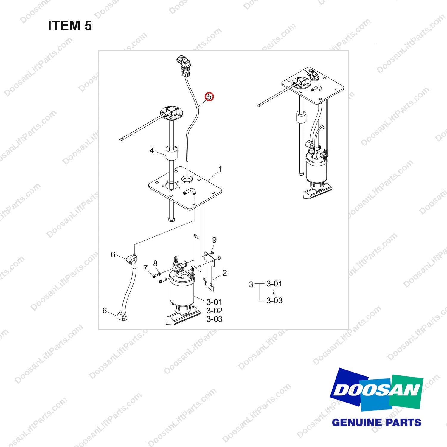 310207-11552 SENSOR ASSY,FUEL;COVER,G25E-7 - full parts diagram, item 5 marked - genuine Doosan / Bobcat forklift part