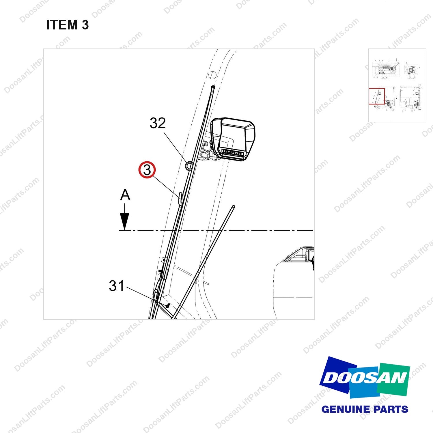 310207-12276 OVHG WIRING GP;81KW - parts diagram, item 3 shown - genuine Doosan / Bobcat forklift part