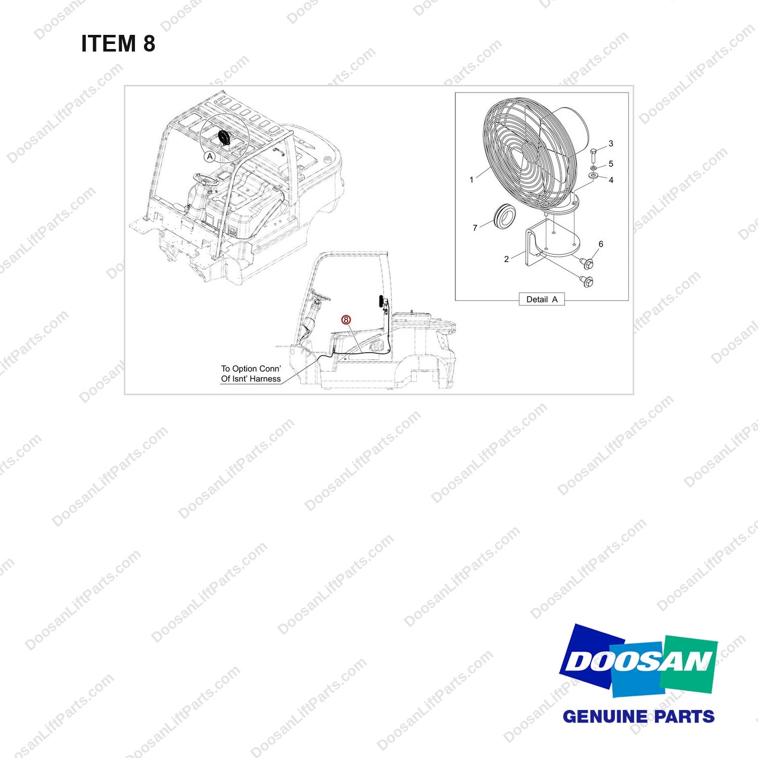 310207-12315 OPTION-OPERATOR FAN;SINGLE - full parts diagram, item 8 marked - genuine Doosan / Bobcat forklift part