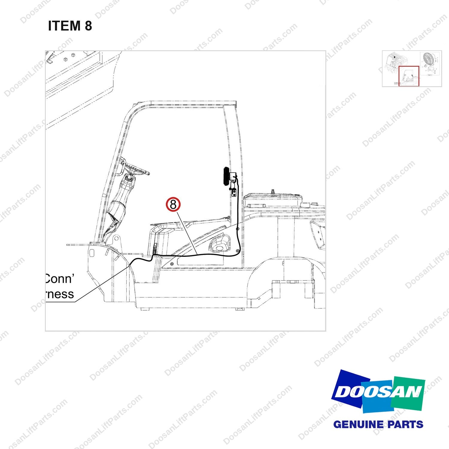 310207-12315 OPTION-OPERATOR FAN;SINGLE - parts diagram, item 8 shown - genuine Doosan / Bobcat forklift part
