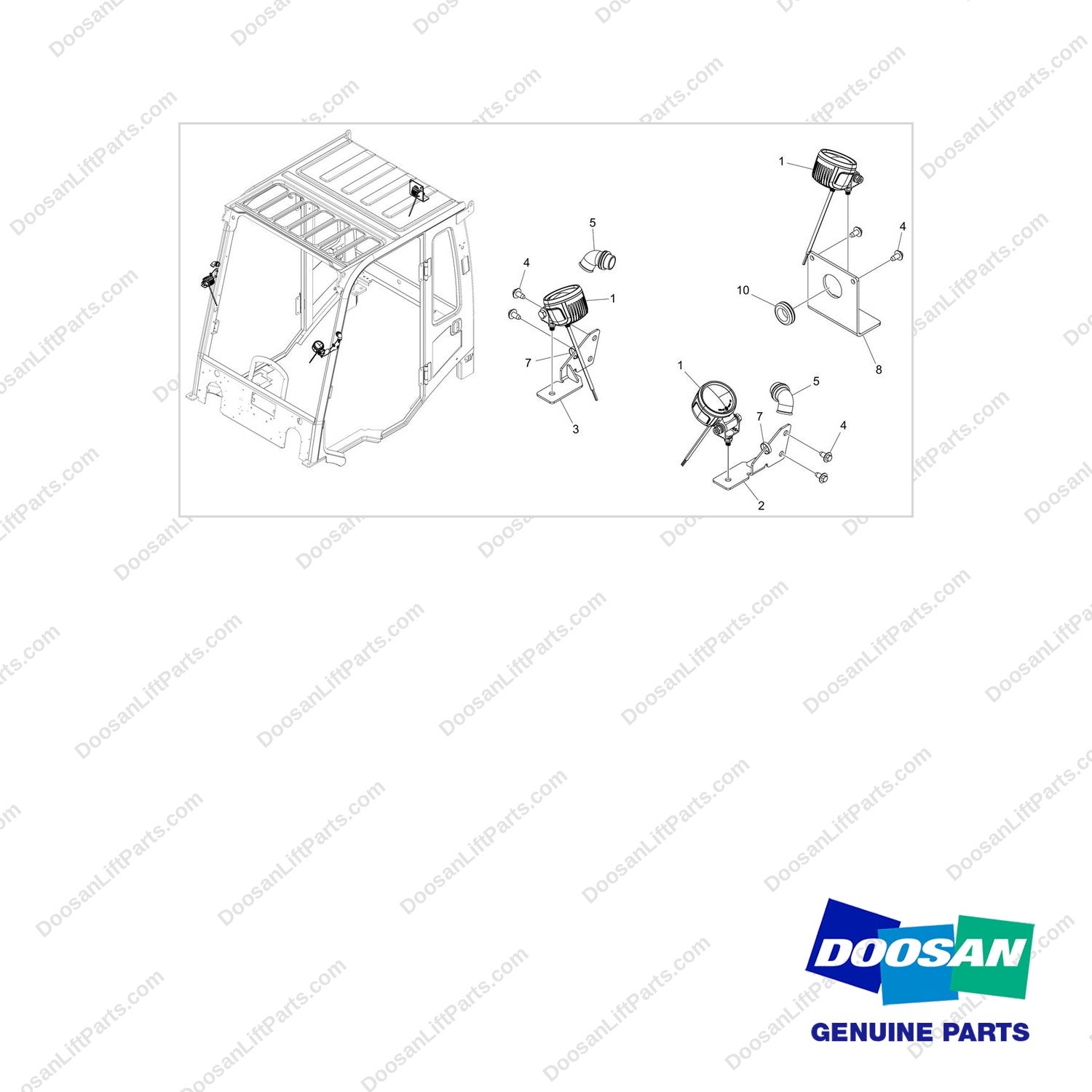 310207-12740 SAFETY FENCE LIGHTS;BLUE FENCE,SIDE AND - full parts diagram - genuine Doosan / Bobcat forklift part