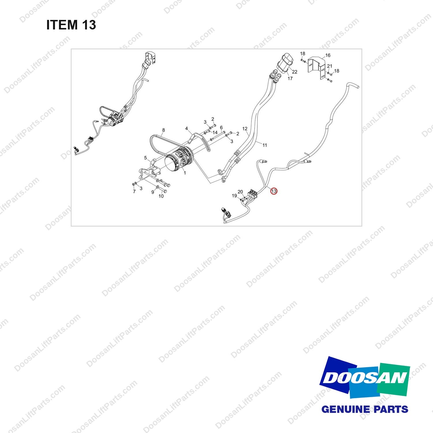 310207-12808 OPTION;AIR CONDITIONER INHOUSE - full parts diagram, item 13 marked - genuine Doosan / Bobcat forklift part