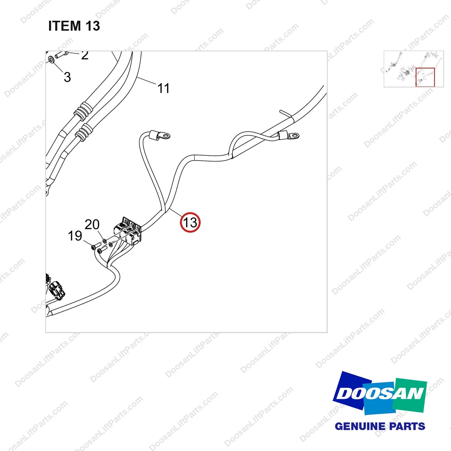 310207-12808 OPTION;AIR CONDITIONER INHOUSE - parts diagram, item 13 shown - genuine Doosan / Bobcat forklift part