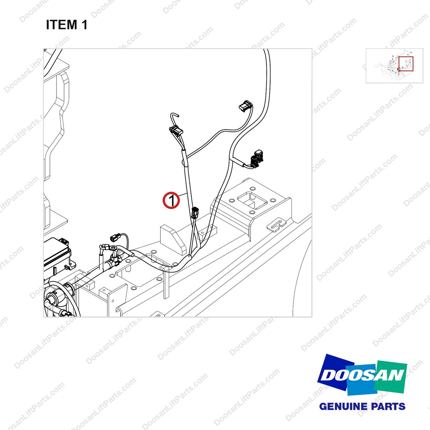 310207-12952 CHASSIS HARNESS GP;D25S-9 SUB, NON FS OP - parts diagram, item 1 shown - genuine Doosan / Bobcat forklift part