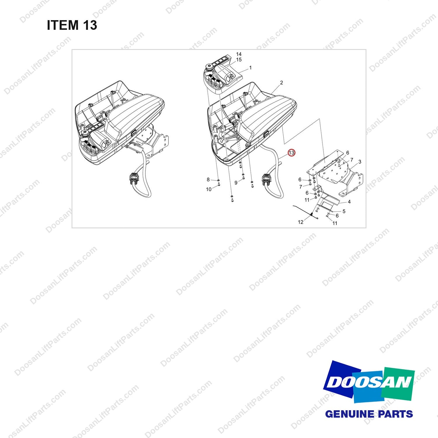 310207-13068 ARM SUB ASSY;FINGERTIP,3WAY,T4 - full parts diagram, item 13 marked - genuine Doosan / Bobcat forklift part