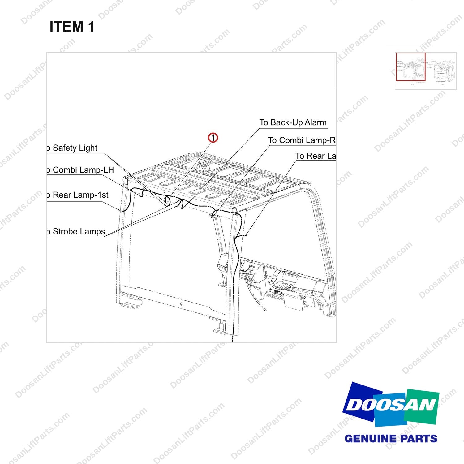 310207-13146 WIRING GROUP;OPT FULL OPTION - parts diagram, item 1 shown - genuine Doosan / Bobcat forklift part