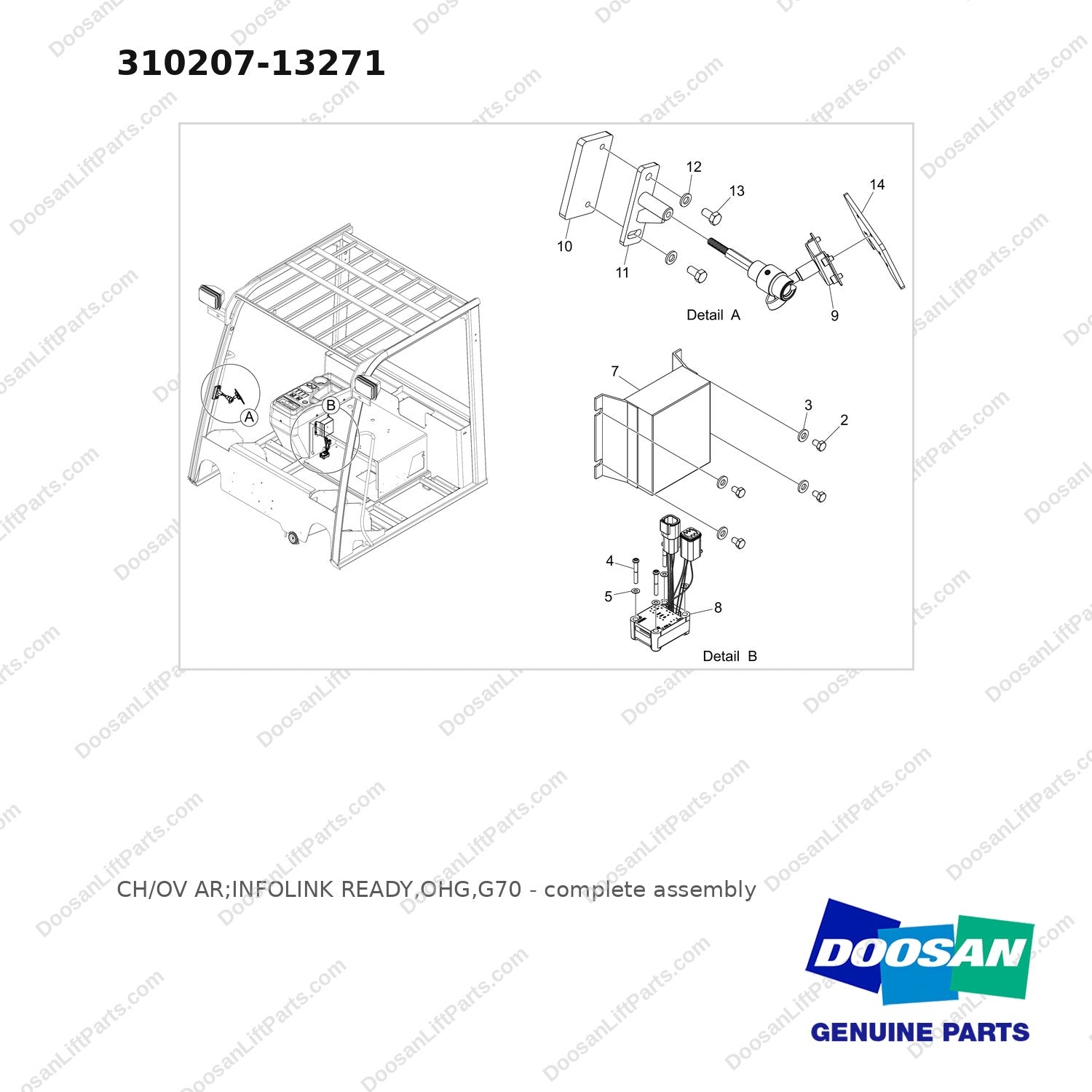 310207-13271 CH/OV AR;INFOLINK READY,OHG,G70 - full parts diagram - genuine Doosan / Bobcat forklift part