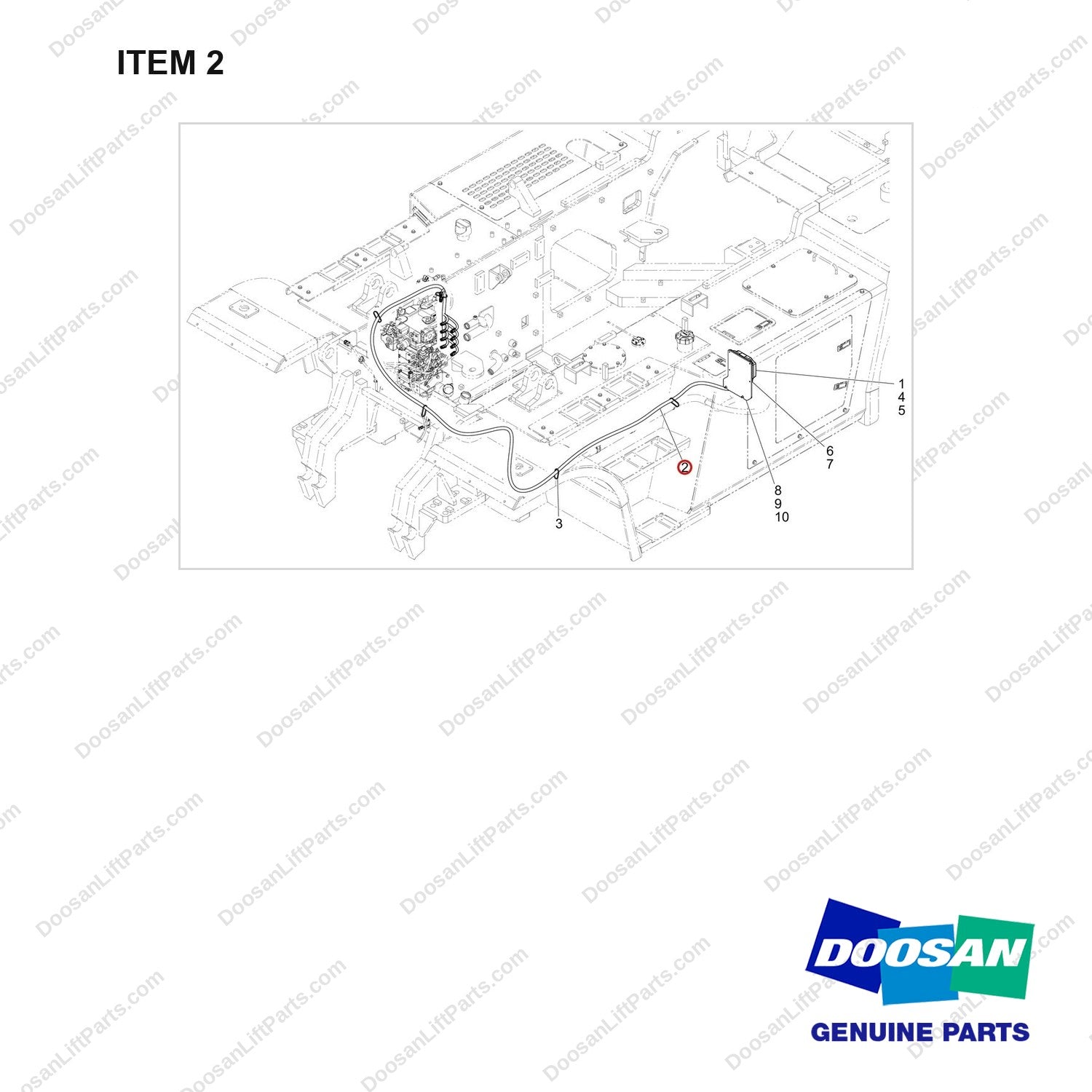 310207-13593 WIRING GROUP;FINGERTIP D120 - full parts diagram, item 2 marked - genuine Doosan / Bobcat forklift part