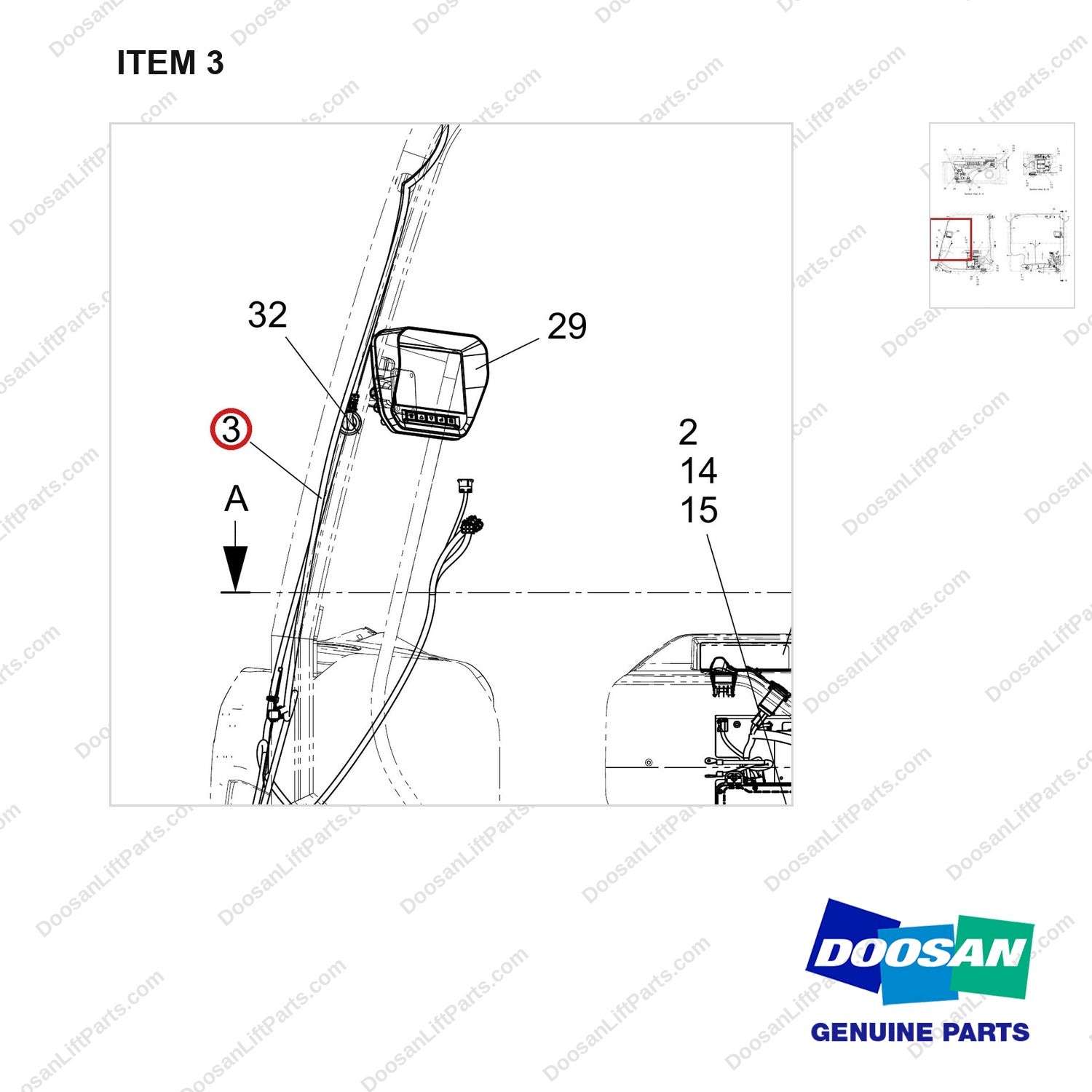 310207-13601 OHG WIRING GP;OHG WIRING GP;FUNCTIONAL S - parts diagram, item 3 shown - genuine Doosan / Bobcat forklift part