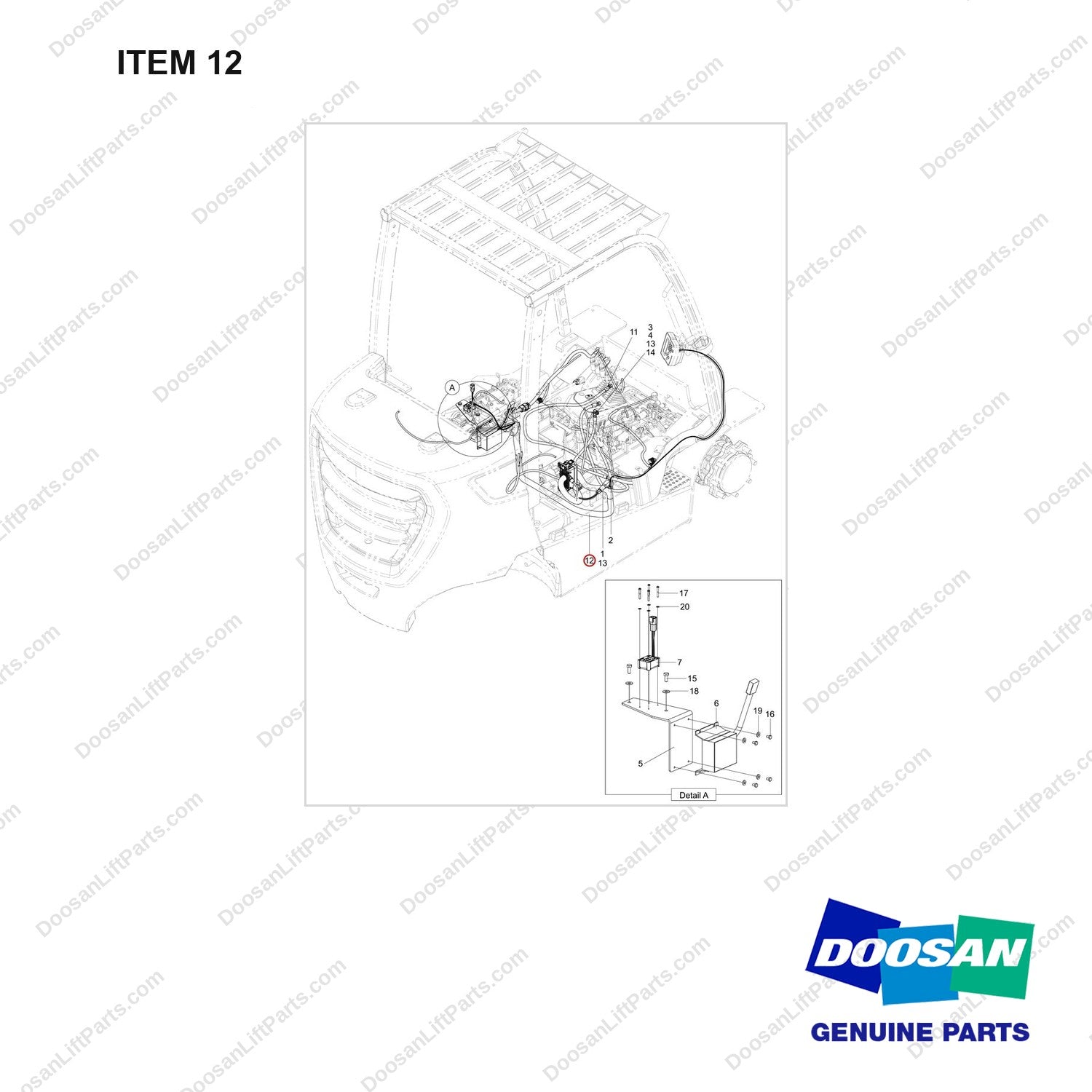 310207-13762 CH/OV AR-INFOLINK READY;CGC45S-9 - full parts diagram, item 12 marked - genuine Doosan / Bobcat forklift part