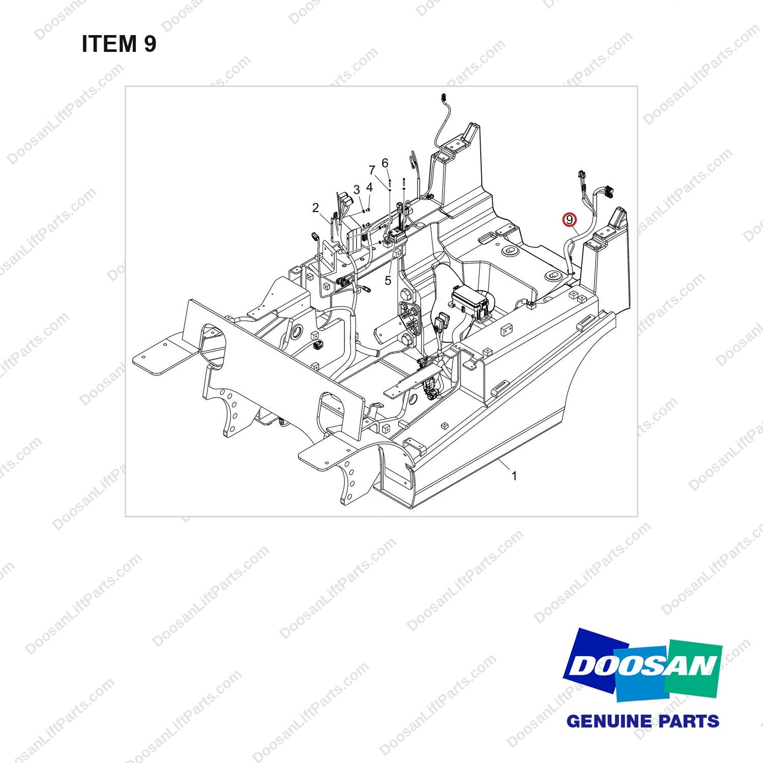 310207-13839 CH/OV AR-INFOLINK;CGC25S-9,NEW GCT - full parts diagram, item 9 marked - genuine Doosan / Bobcat forklift part