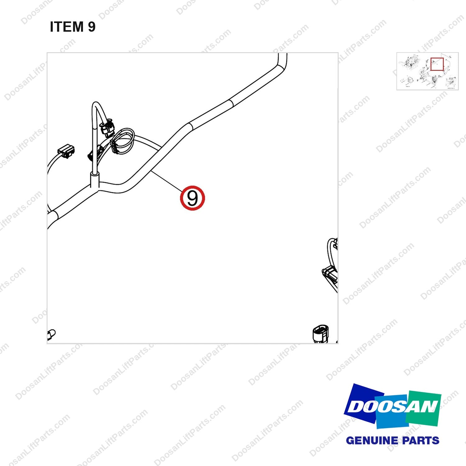 310207-13902 CHASSIS HARNESS GP_INFOLINK;D25S-9 SUB ; - parts diagram, item 9 shown - genuine Doosan / Bobcat forklift part
