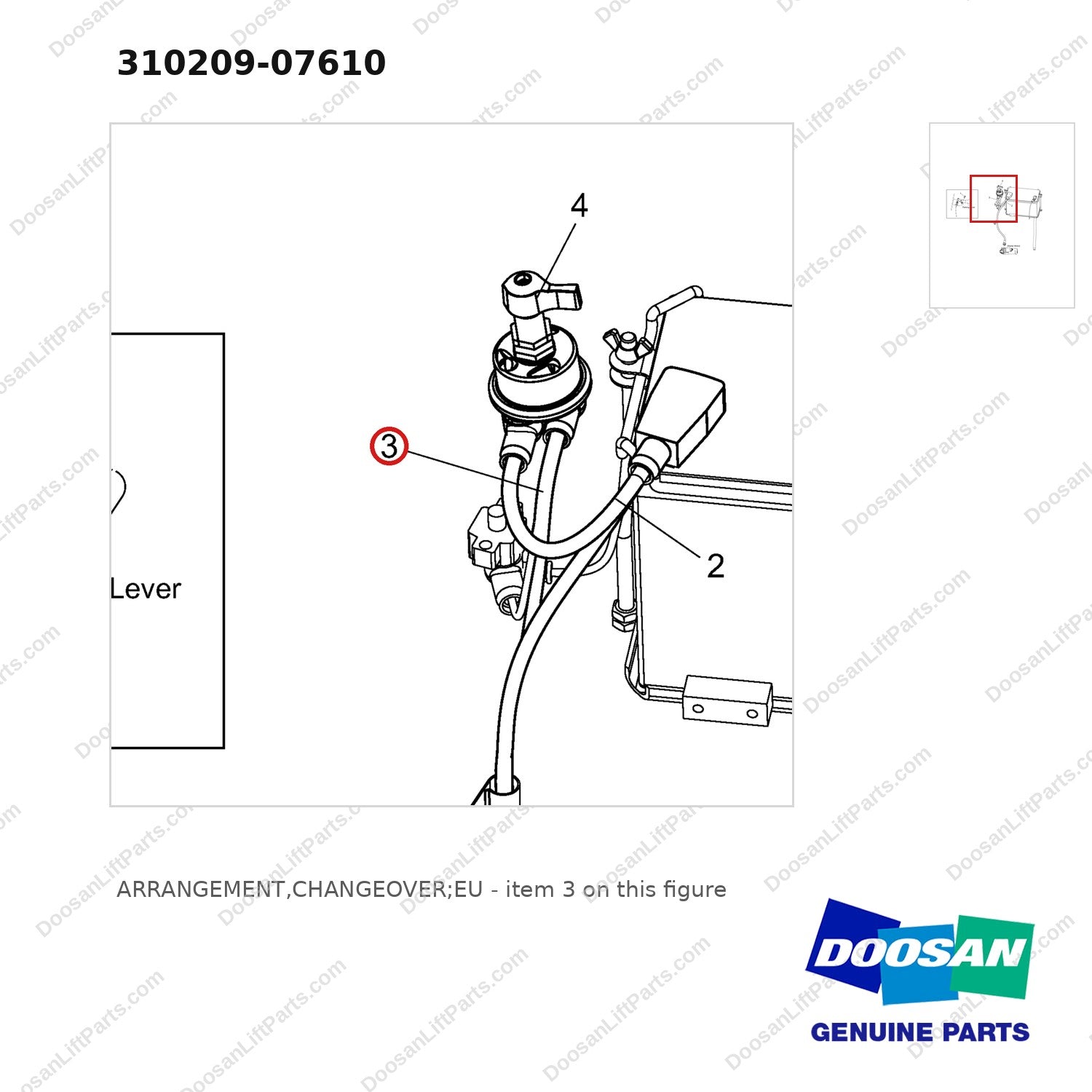 310209-07610 ARRANGEMENT,CHANGEOVER;EU - parts diagram, item 3 shown - genuine Doosan / Bobcat forklift part