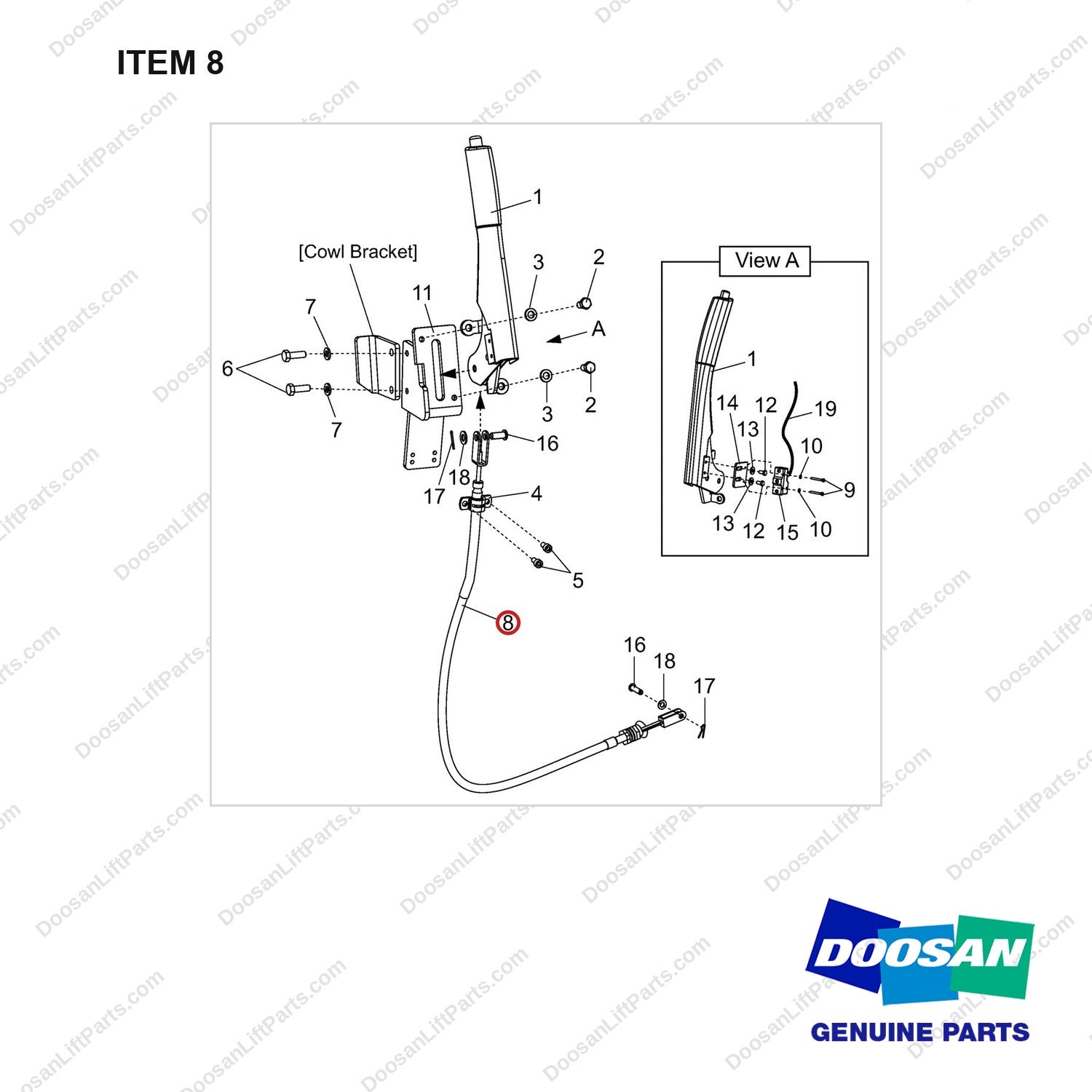 310209-13278 Parking Group-F.C.U - STD - full parts diagram, item 8 marked - genuine Doosan / Bobcat forklift part