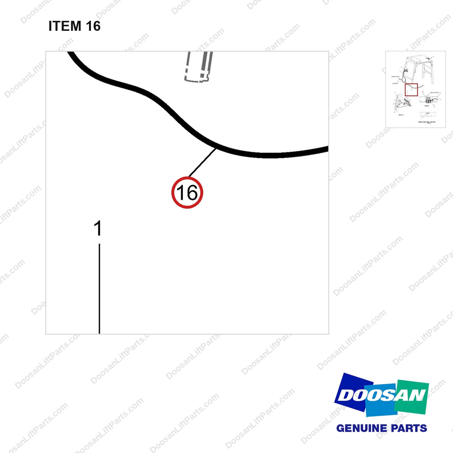 310401-02325 OPTION- REAR VIEW CAMERA;FOR MODULAR C - parts diagram, item 16 shown - genuine Doosan / Bobcat forklift part