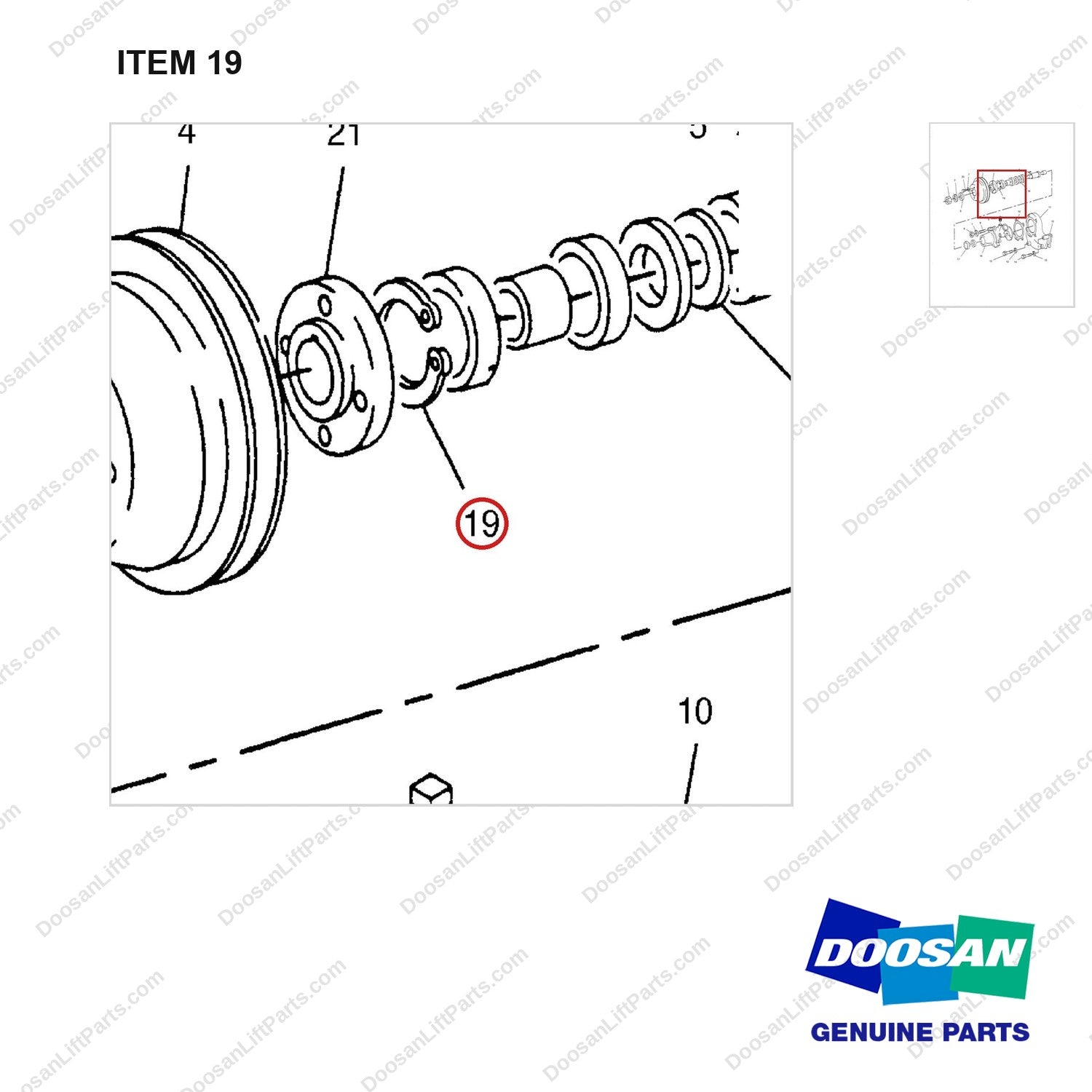 329019 PUMP GP-WATER - parts diagram, item 19 shown - genuine Doosan / Bobcat forklift part