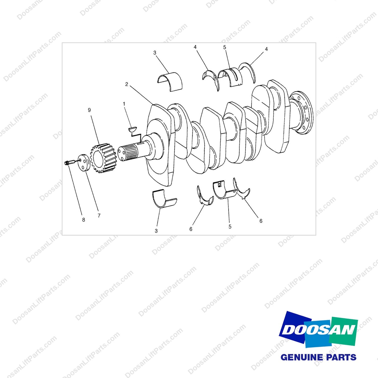 332381 CRANKSHAFT GP - full parts diagram - genuine Doosan / Bobcat forklift part