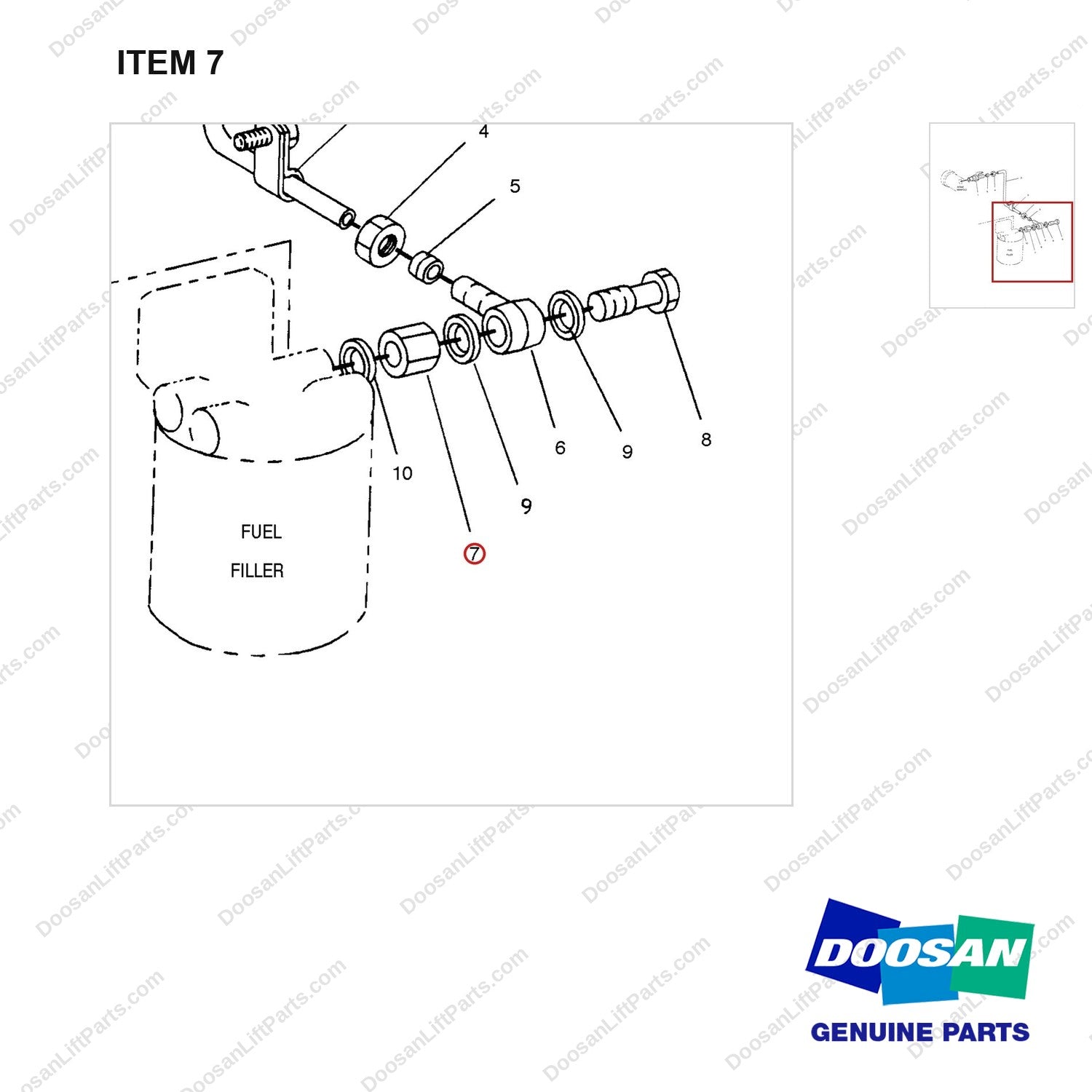 358055 STARTING AID GP - parts diagram, item 7 shown - genuine Doosan / Bobcat forklift part