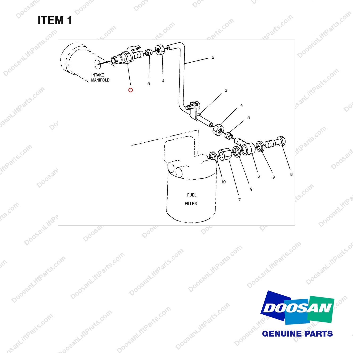 358059 STARTING AID GP - full parts diagram, item 1 marked - genuine Doosan / Bobcat forklift part