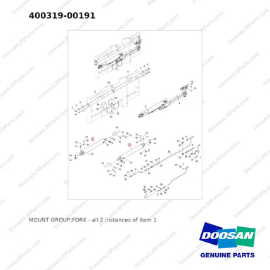400319-00191 MOUNT GROUP;FORK - full parts diagram, item 1 marked - genuine Doosan / Bobcat forklift part