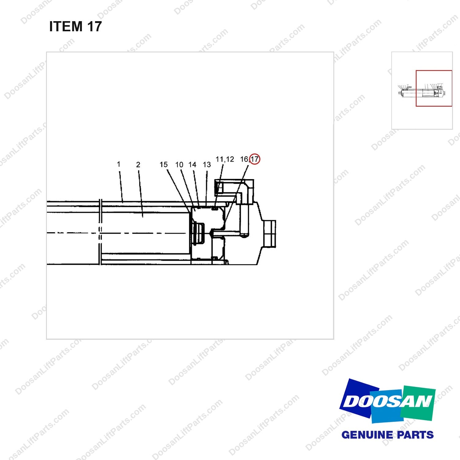 400321-00192 CYLINDER,SECONDARY;FFT-SEC 4500 - parts diagram, item 17 shown - genuine Doosan / Bobcat forklift part