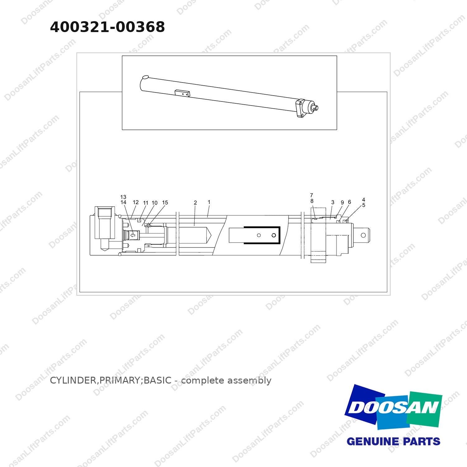 400321-00368 CYLINDER,PRIMARY;BASIC - full parts diagram - genuine Doosan / Bobcat forklift part