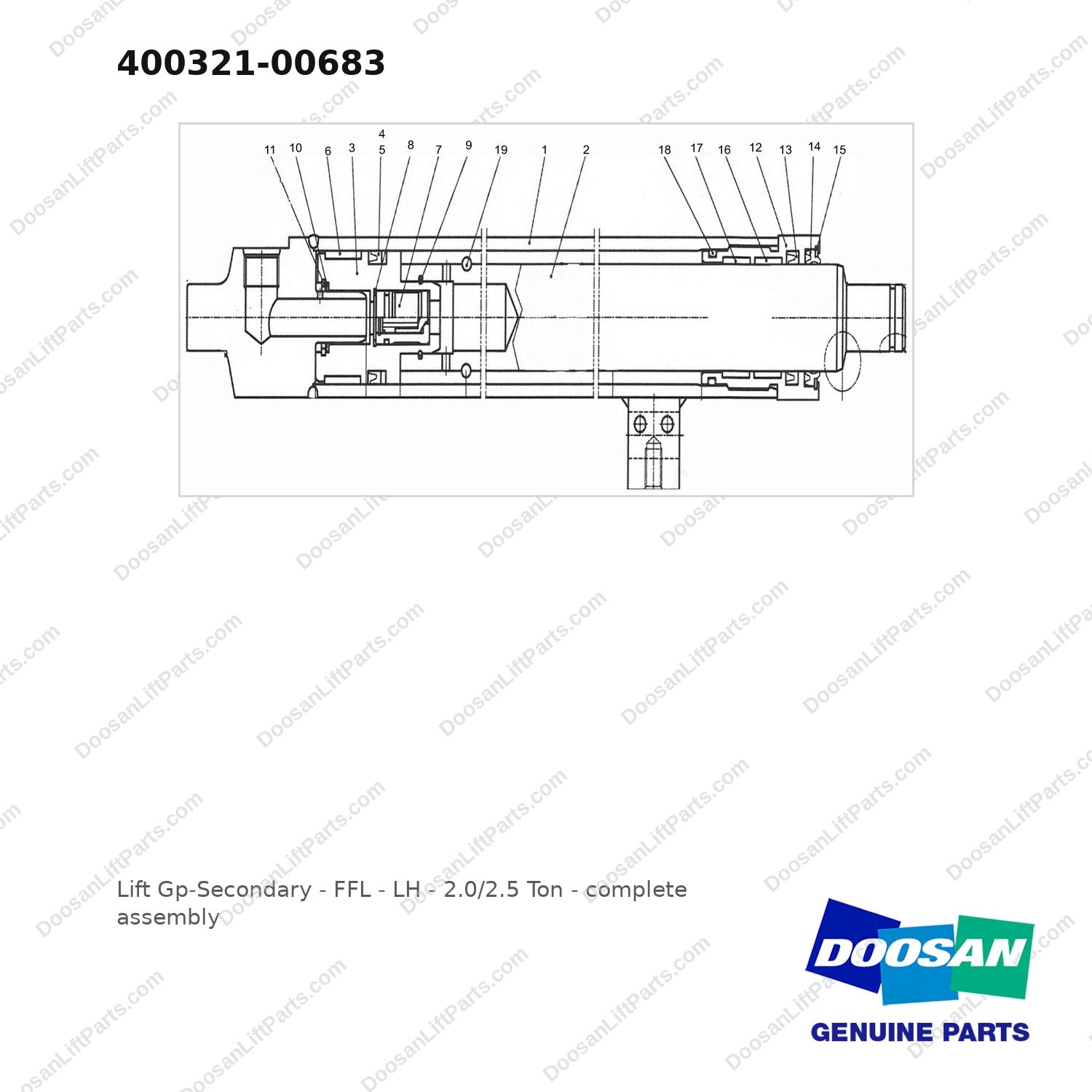 400321-00683 Lift Gp-Secondary - FFL  - LH  - 2.0/2.5 Ton - full parts diagram - genuine Doosan / Bobcat forklift part