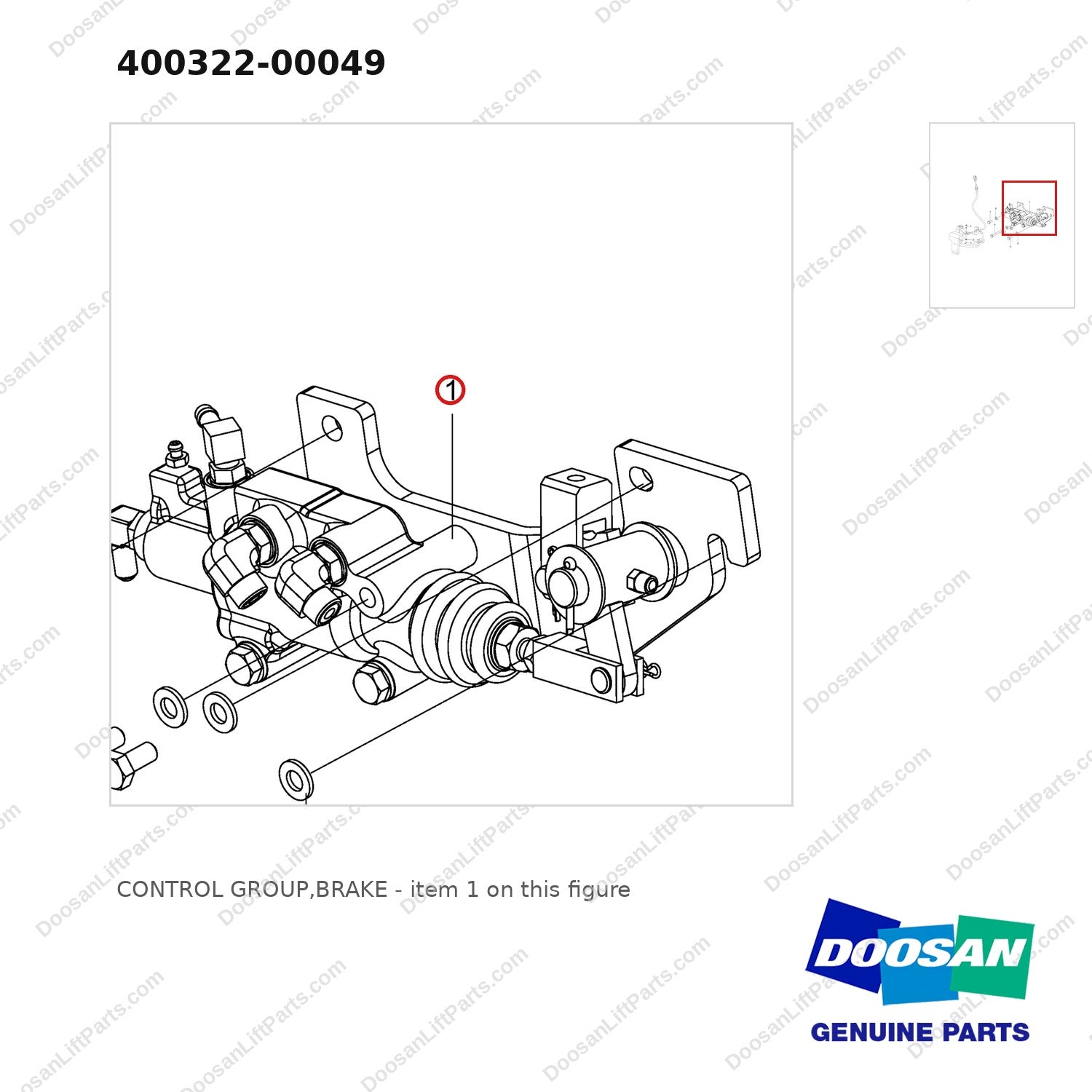 400322-00049 CONTROL GROUP,BRAKE - parts diagram, item 1 shown - genuine Doosan / Bobcat forklift part