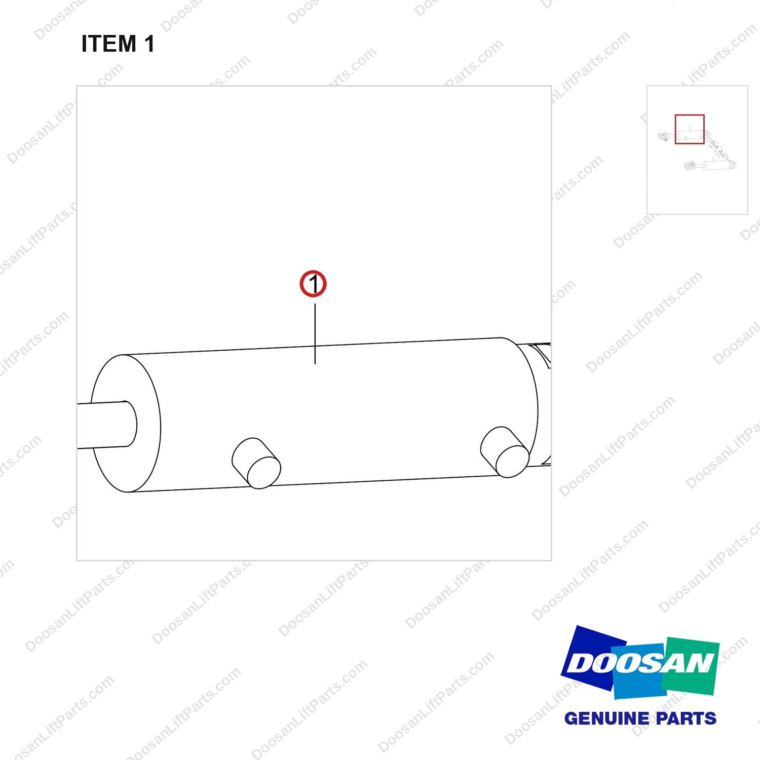 400334-00447 TILT CYLINDER GROUP;3/10 - parts diagram, item 1 shown - genuine Doosan / Bobcat forklift part