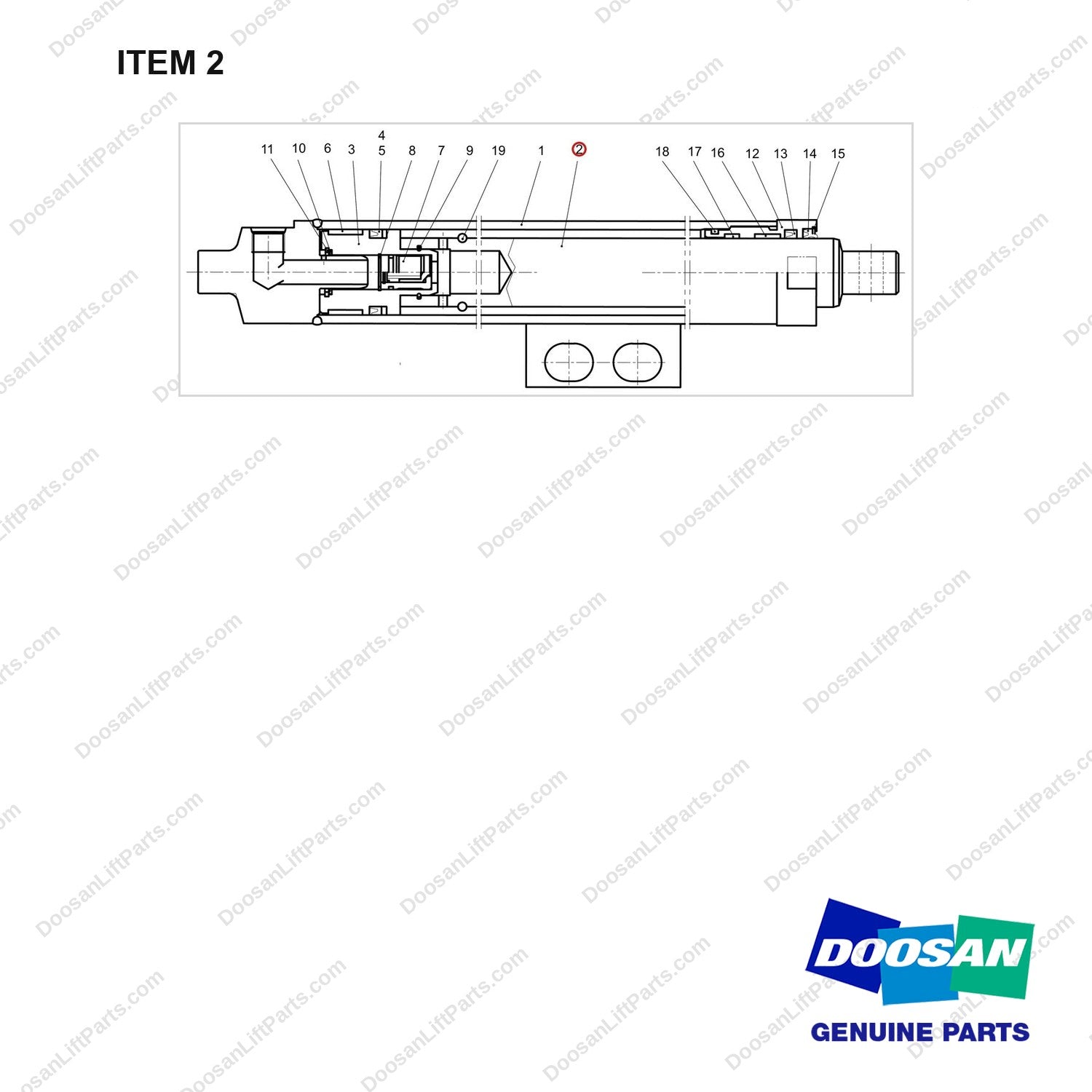 400337-01433 CYLINDER,SECONDARY - full parts diagram, item 2 marked - genuine Doosan / Bobcat forklift part