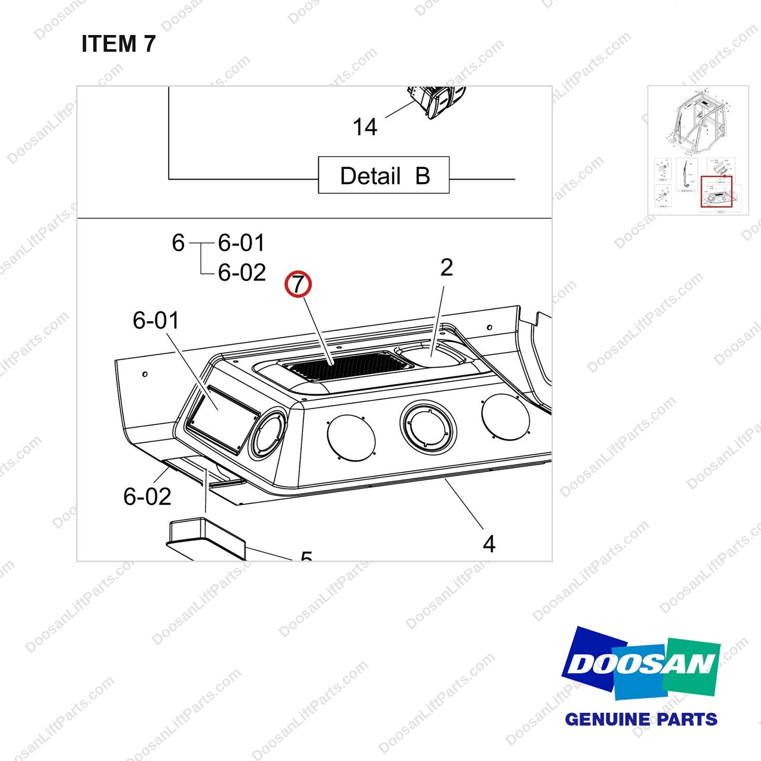 400401-00412 CABIN;ASSEMBLY PART - parts diagram, item 7 shown - genuine Doosan / Bobcat forklift part