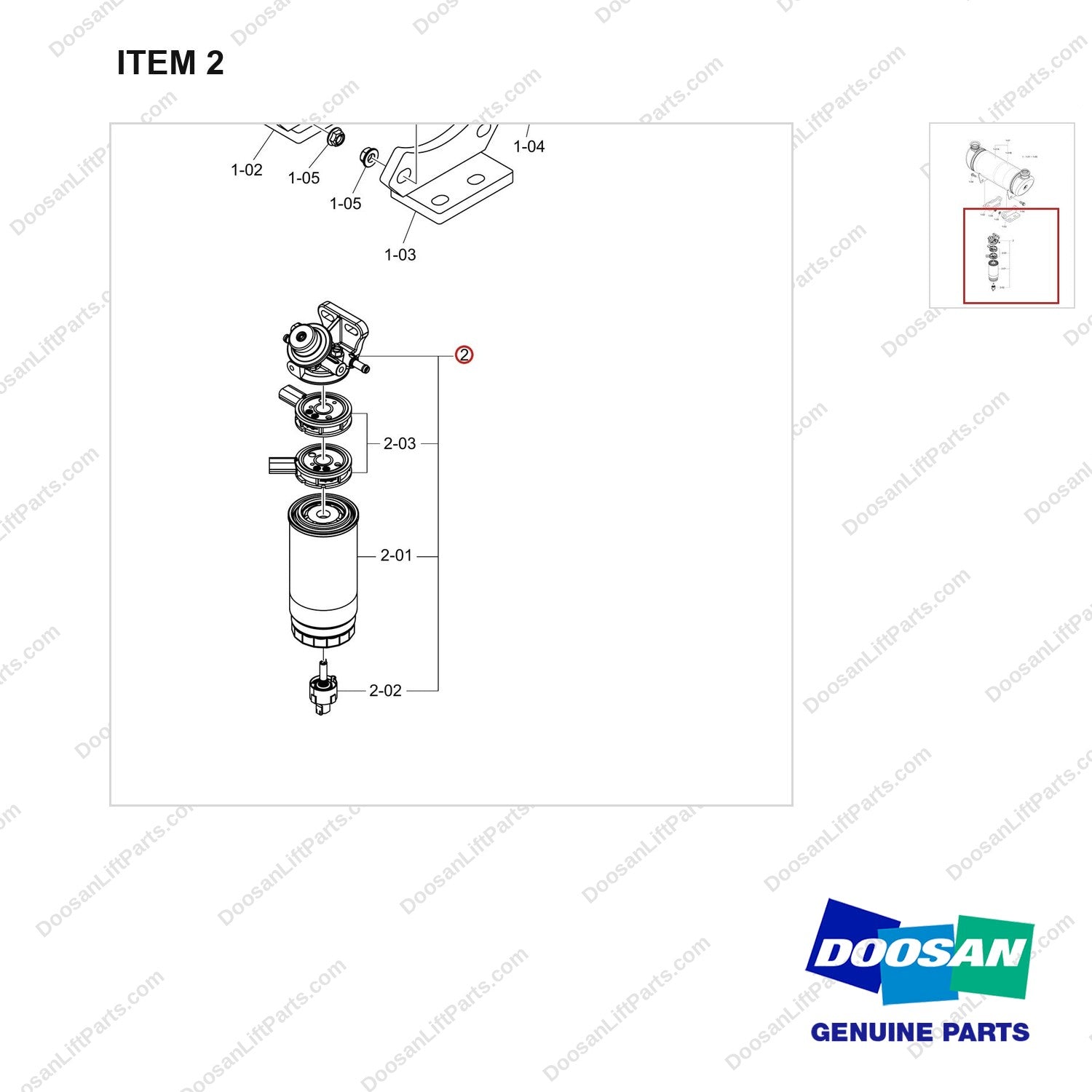 400403-00758C MUFFLER GROUP;DN03,TIER4 - parts diagram, item 2 shown - genuine Doosan / Bobcat forklift part