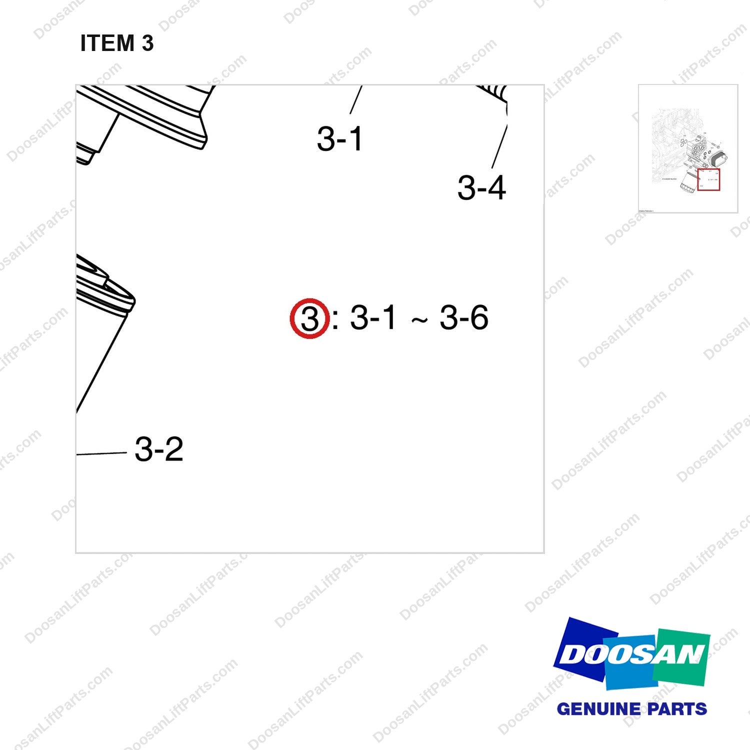 400404-00184 OIL FILTER - parts diagram, item 3 shown - genuine Doosan / Bobcat forklift part