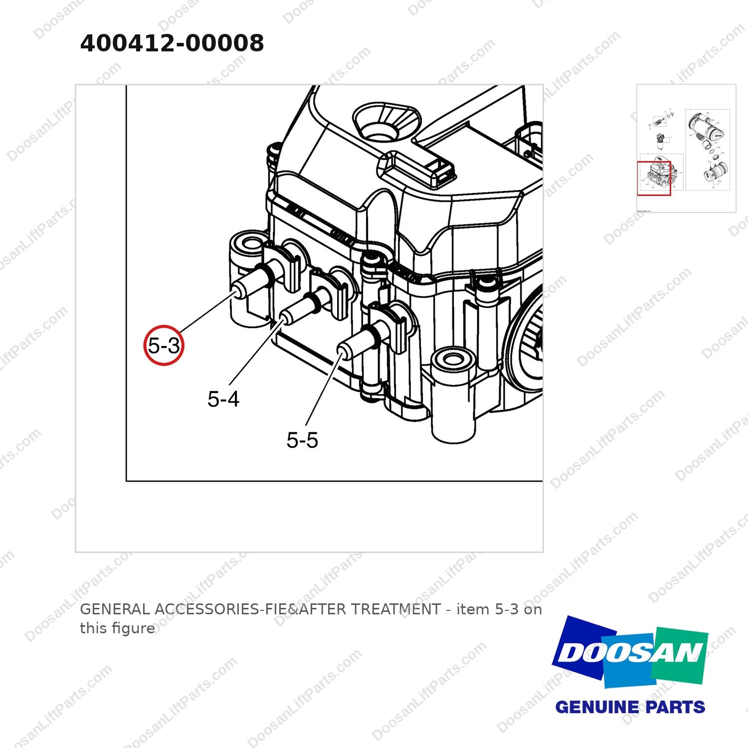 400412-00008 GENERAL ACCESSORIES-FIE&AFTER TREATMENT - parts diagram, item 5-3 shown - genuine Doosan / Bobcat forklift part