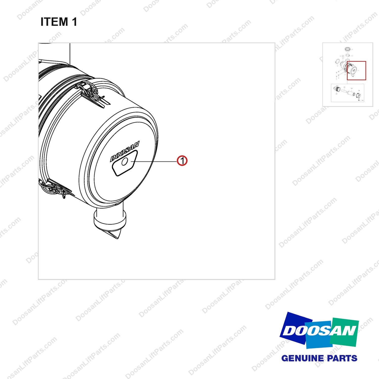 400414-00593 Hood Moudle - Air Cleaner - parts diagram, item 1 shown - genuine Doosan / Bobcat forklift part