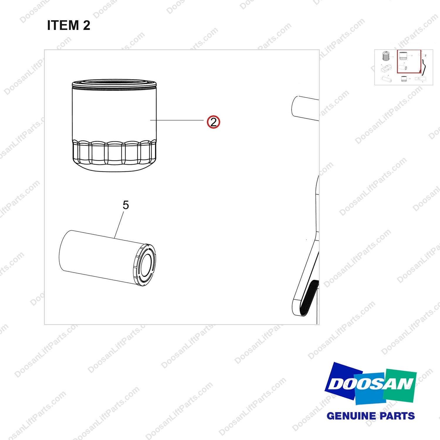 400508-00190 SPARE PART GP;4T - parts diagram, item 2 shown - genuine Doosan / Bobcat forklift part