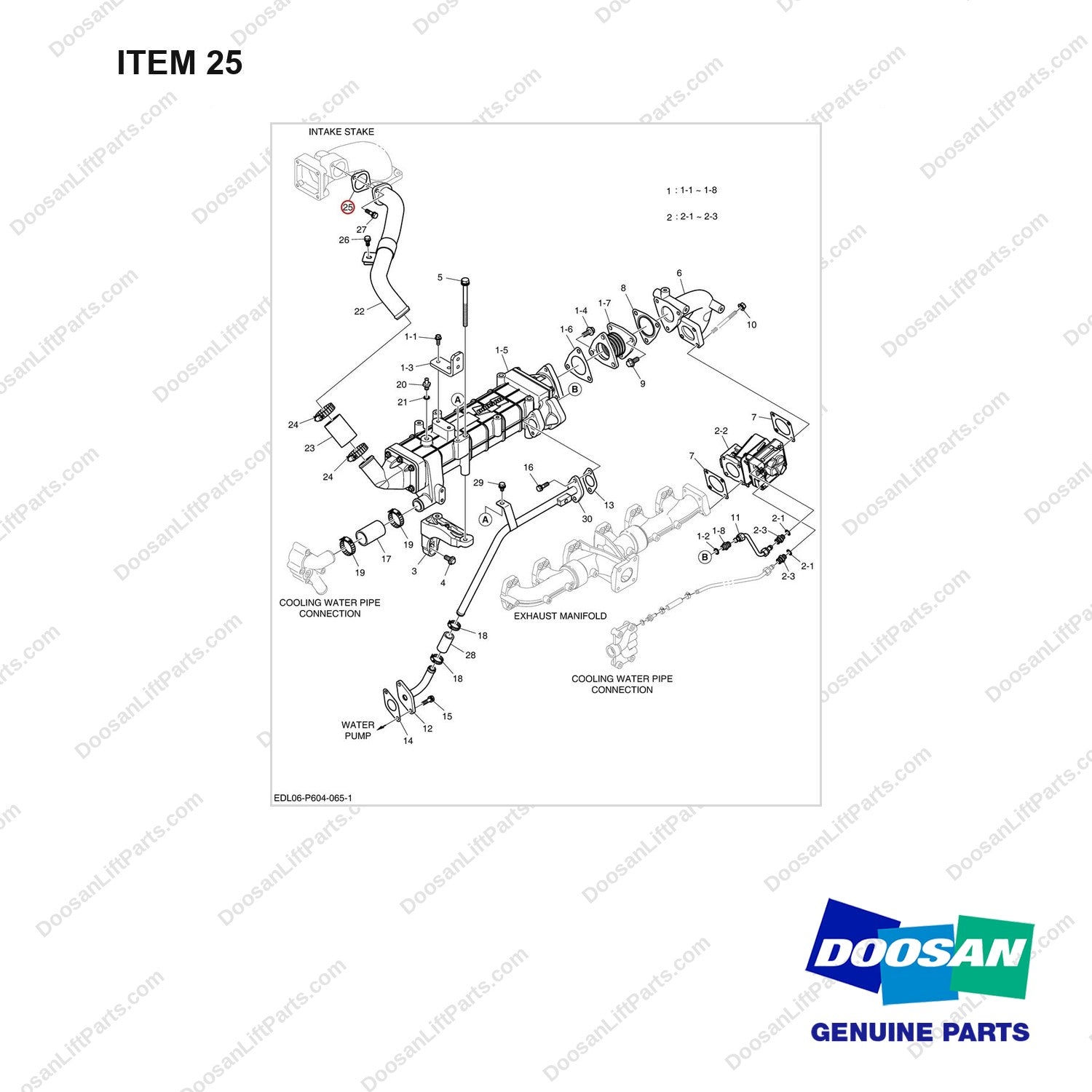 400602-00136A EGR - full parts diagram, item 25 marked - genuine Doosan / Bobcat forklift part