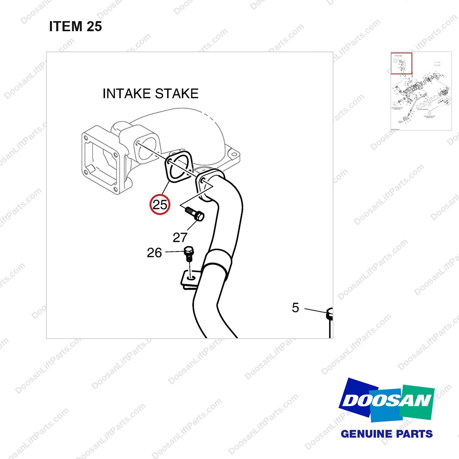 400602-00136A EGR - parts diagram, item 25 shown - genuine Doosan / Bobcat forklift part