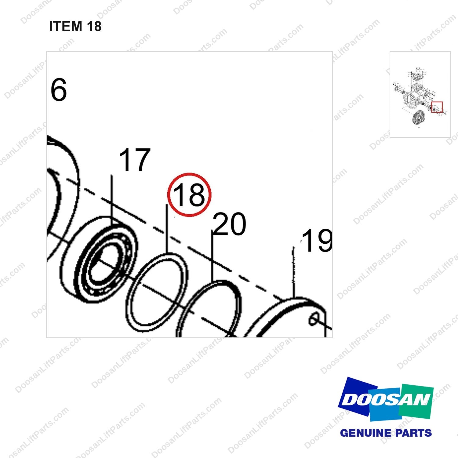 400602-01201 TRANSMISSION-SX(YQXD30D)  2 - parts diagram, item 18 shown - genuine Doosan / Bobcat forklift part