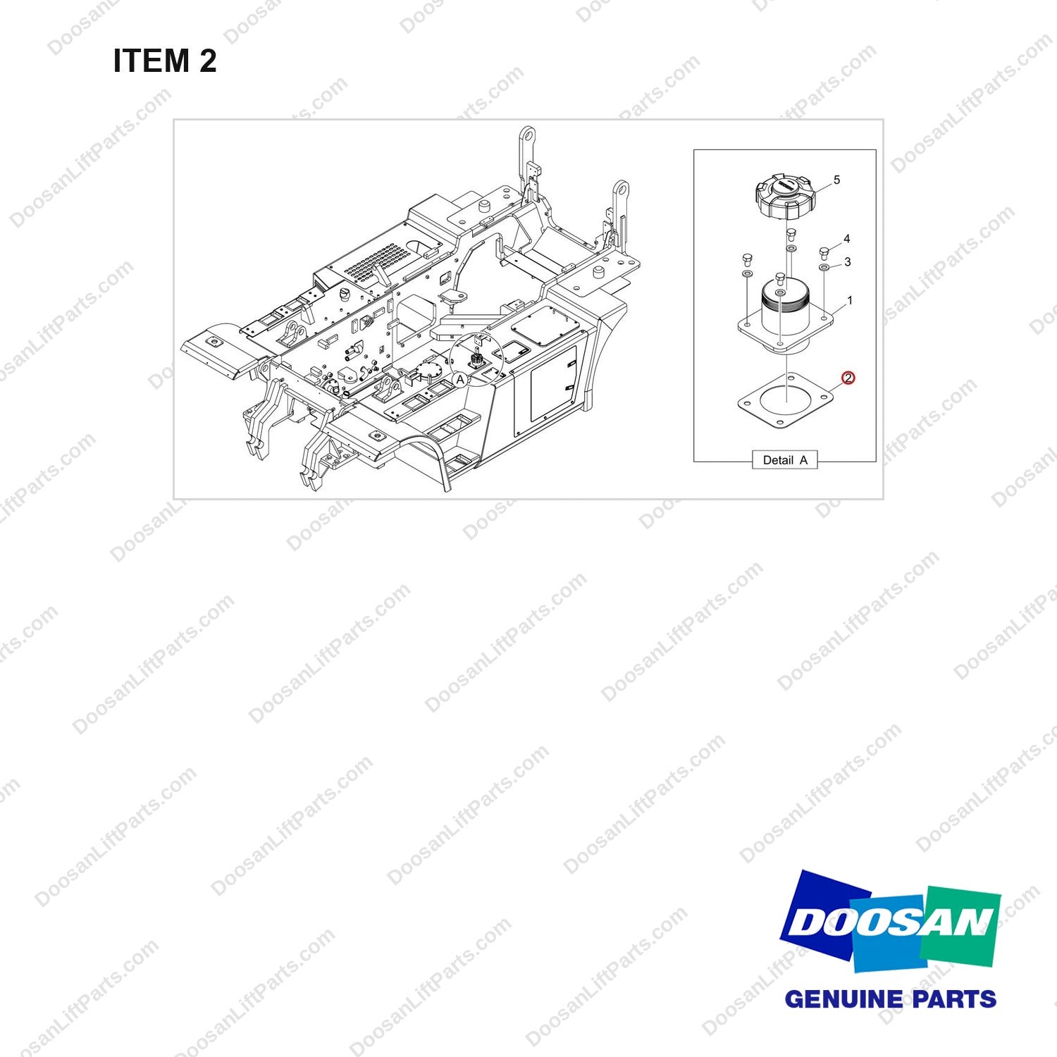 400602-01618 FUEL SYSTEM,CAP;STD - full parts diagram, item 2 marked - genuine Doosan / Bobcat forklift part
