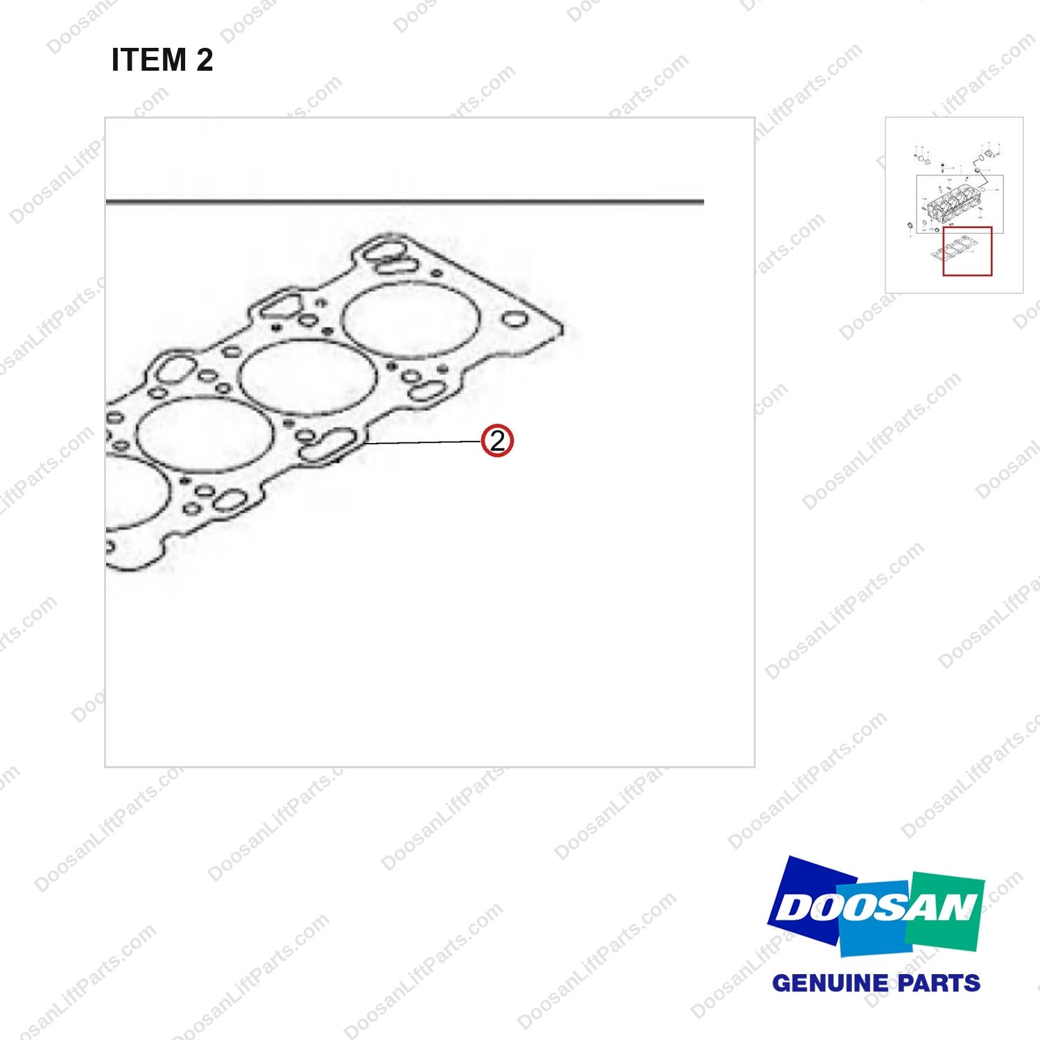 400603-00182 HEAD GROUP,CYLINDER - parts diagram, item 2 shown - genuine Doosan / Bobcat forklift part