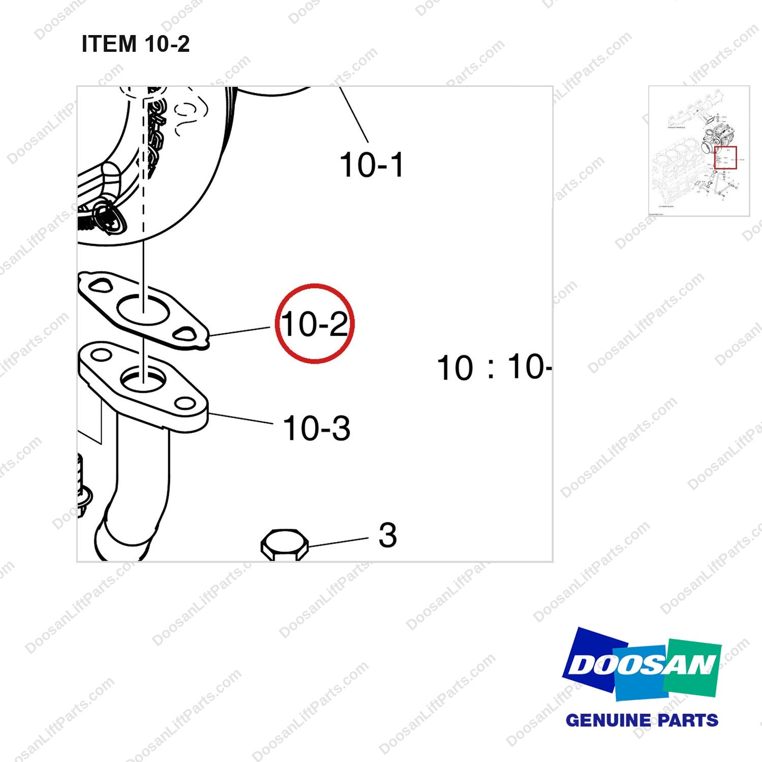 400623-00037 TURBOCHARGER - parts diagram, item 10-2 shown - genuine Doosan / Bobcat forklift part