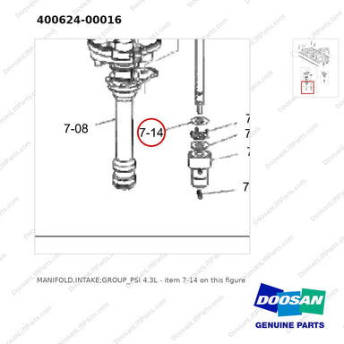 400624-00016 MANIFOLD,INTAKE;GROUP_PSI 4.3L - parts diagram, item 7-14 shown - genuine Doosan / Bobcat forklift part