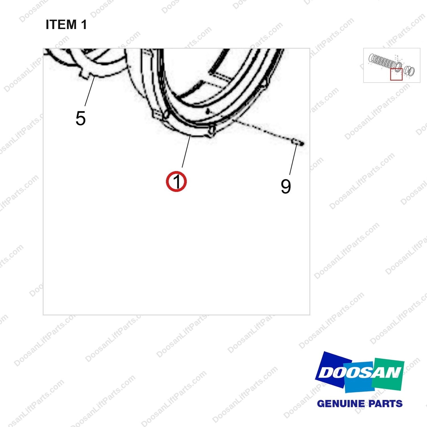 400923-00107 CLUTCH ASSY;1ST PISTON - parts diagram, item 1 shown - genuine Doosan / Bobcat forklift part